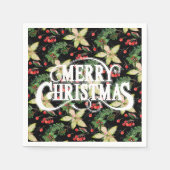 Serviette En Papier Joyeux Noël Poinsettias (Devant)