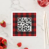 Serviette En Papier Joyeux Noël QR Code Sur Buffalo Plaid (En situation)