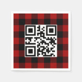 Serviette En Papier Joyeux Noël QR Code Sur Buffalo Plaid (Devant)