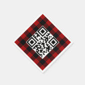 Serviette En Papier Joyeux Noël QR Code Sur Buffalo Plaid (Coin)
