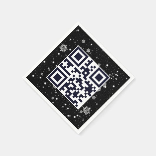 Serviette En Papier Joyeux Noël QR Code sur les flocons de neige (Coin)