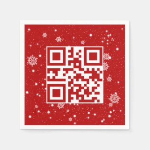 Serviette En Papier Joyeux Noël QR Code sur les flocons de neige