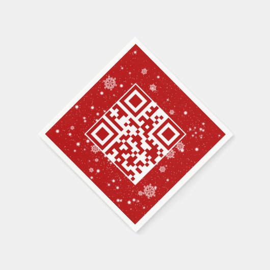 Serviette En Papier Joyeux Noël QR Code sur les flocons de neige (Coin)