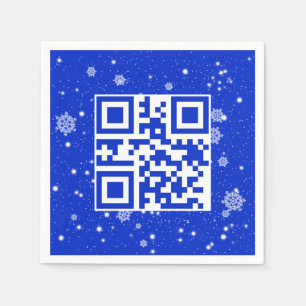 Serviette En Papier Joyeux Noël QR Code sur les flocons de neige