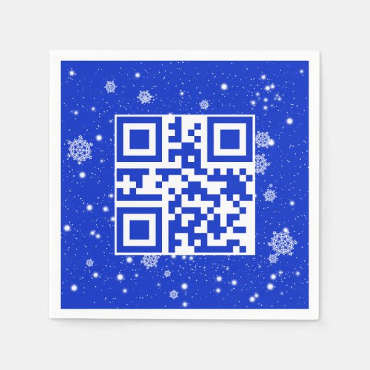 Serviette En Papier Joyeux Noël QR Code sur les flocons de neige (Devant)