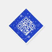 Serviette En Papier Joyeux Noël QR Code sur les flocons de neige (Coin)