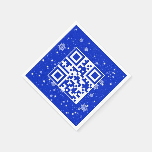 Serviette En Papier Joyeux Noël QR Code sur les flocons de neige (Coin)