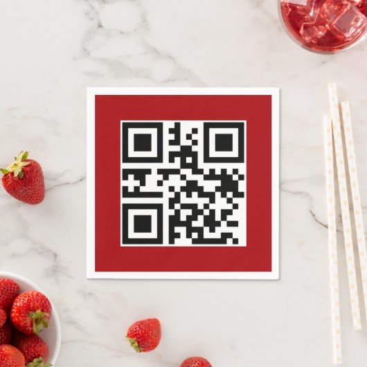 Serviette En Papier Joyeux Noël QR Code sur rouge (En situation)