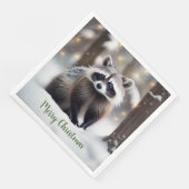 Serviette En Papier Joyeux Noël Raccoon papier serviettes (Coin)