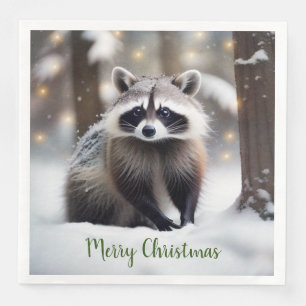 Serviette En Papier Joyeux Noël Raccoon papier serviettes