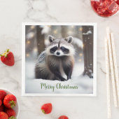 Serviette En Papier Joyeux Noël Raccoon papier serviettes (En situation)