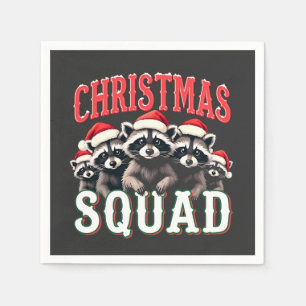 Serviette En Papier Joyeux Noël Raccoon Santa Hat Amateurs