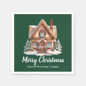 Serviette En Papier Joyeux Noël Real Estate Company Green Party (Devant)
