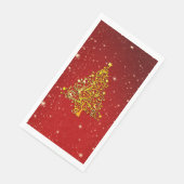 Serviette En Papier Joyeux Noël Red Gold Tree étoiles (Coin)