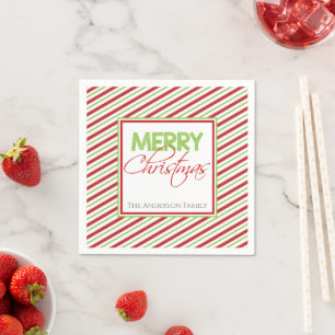 Serviette En Papier Joyeux Noël   Red Stripes Party