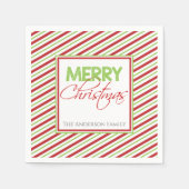 Serviette En Papier Joyeux Noël | Red Stripes Party (Devant)