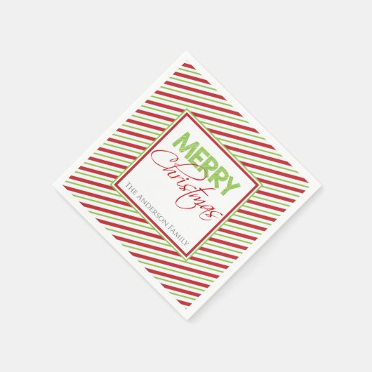 Serviette En Papier Joyeux Noël | Red Stripes Party (Coin)