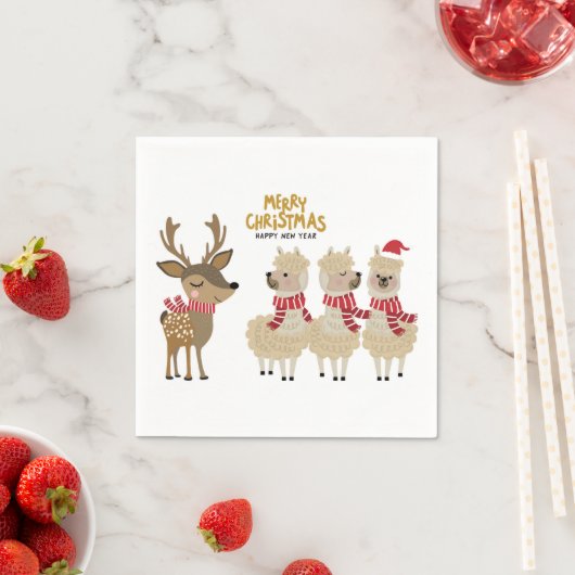 Serviette En Papier Joyeux Noël | Reindeer & Alpacas (En situation)