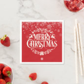 Serviette En Papier Joyeux Noël Reindeer Holly Flakes hiver neige (En situation)