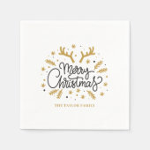 Serviette En Papier Joyeux Noël Reindeer moderne (Devant)