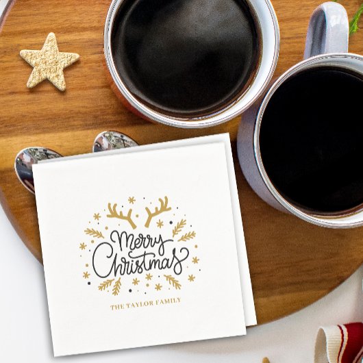 Serviette En Papier Joyeux Noël Reindeer moderne