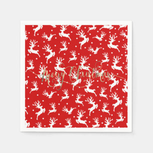 Serviette En Papier Joyeux Noël Rénes Rouges