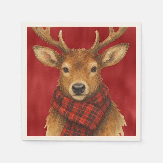 Serviette En Papier Joyeux Noël Renne (Devant)