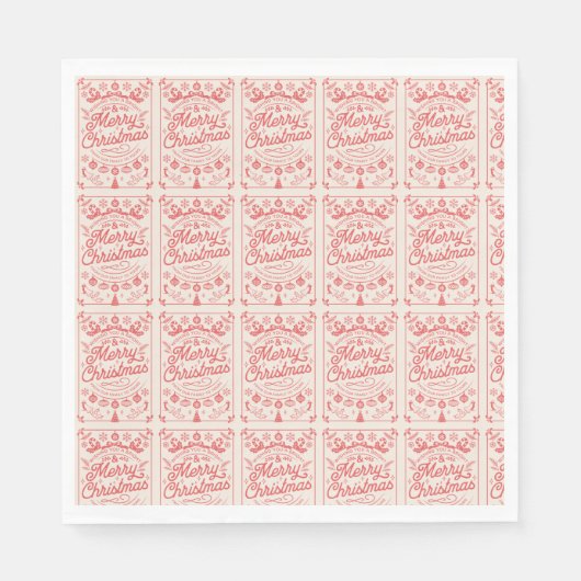 Serviette En Papier Joyeux Noël Retro (Devant)