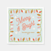 Serviette En Papier Joyeux Noël rétro et lumières de Noël brillantes (Devant)