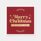 Serviette En Papier Joyeux Noël Retro Super (Devant)