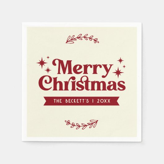 Serviette En Papier Joyeux Noël Retro Super (Devant)