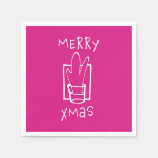Serviette En Papier Joyeux Noël Rose