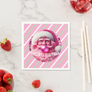 Serviette En Papier Joyeux Noël rose bulle gomme Nom de fichier pers