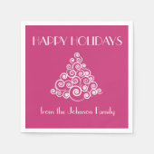 Serviette En Papier Joyeux Noël rose moderne (Devant)