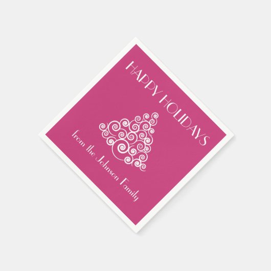 Serviette En Papier Joyeux Noël rose moderne (Coin)