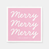 Serviette En Papier Joyeux Noël rose vif (Devant)
