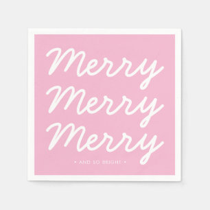 Serviette En Papier Joyeux Noël rose vif