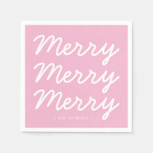 Serviette En Papier Joyeux Noël rose vif (Devant)