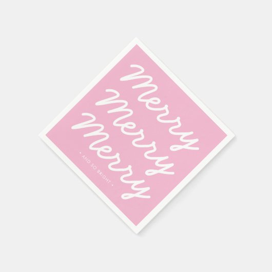 Serviette En Papier Joyeux Noël rose vif (Coin)