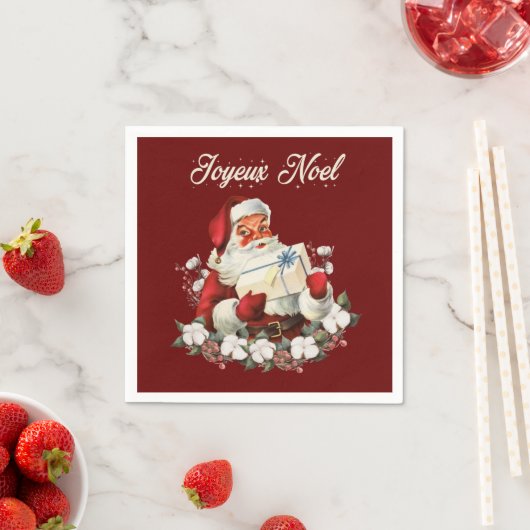 Serviette En Papier Joyeux Noel Rouge (En situation)