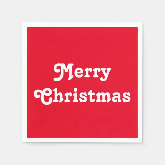 Serviette En Papier "Joyeux Noël" - rouge blanc (Devant)