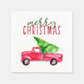 Serviette En Papier Joyeux Noël Rouge Camion Pine Tree Russe (Devant)