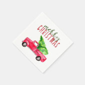 Serviette En Papier Joyeux Noël Rouge Camion Pine Tree Russe (Coin)
