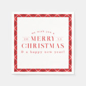 Serviette En Papier Joyeux Noël Rouge en vacances (Devant)