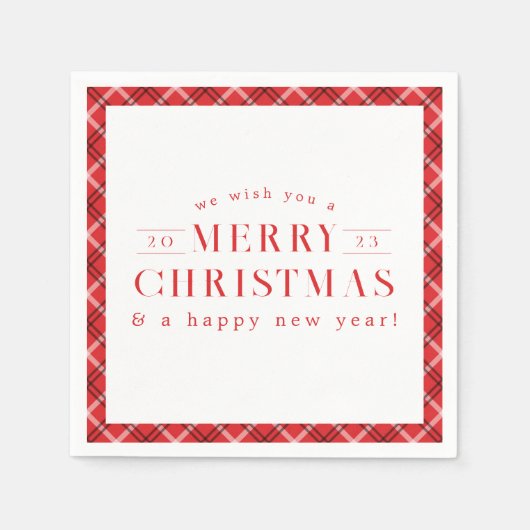 Serviette En Papier Joyeux Noël Rouge en vacances (Devant)