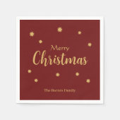 Serviette En Papier Joyeux Noël Rouge et Or personnalisé (Devant)