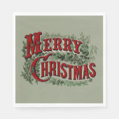 Serviette En Papier Joyeux Noël rouge et vert (Devant)