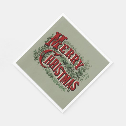 Serviette En Papier Joyeux Noël rouge et vert (Coin)