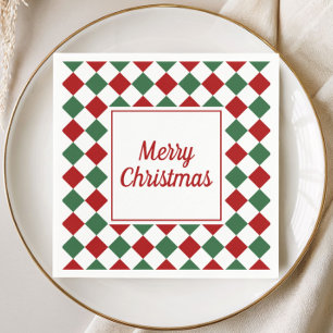 Serviette En Papier Joyeux Noël Rouge Et Vert Élégant