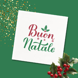 Serviette En Papier Joyeux Noël Rouge et Vert Noël 